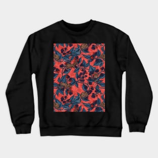 Mice and blackberries on red Crewneck Sweatshirt